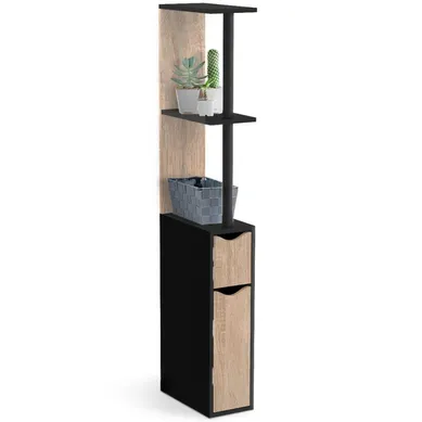 Meuble Wc étagère Willy Bois 2 Portes Noir Et Hêtre Meuble Wc étagère Willy Bois 2 Portes Noir Et Hêtre