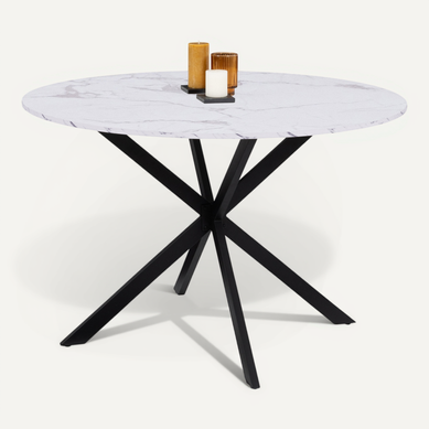 Table à Manger Ronde Alix 6 Personnes Pied Araignée Noir Et Plateau Effet Marbre Blanc Alaska 110 Cm Table à Manger Ronde Alix 6 Personnes Pied Araignée Noir Et Plateau Effet Marbre Blanc Alaska 110 Cm