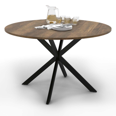 Table à Manger Ronde Alix 6 Personnes Pied Araignée Noir Et Plateau Bois Foncé Hawkins 110 Cm Table à Manger Ronde Alix 6 Personnes Pied Araignée Noir Et Plateau Bois Foncé Hawkins 110 Cm
