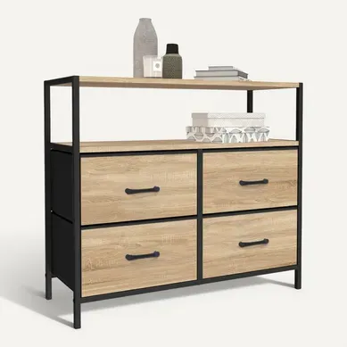 Commode 4 Tiroirs En Tissu Utah 80 Cm Meuble De Rangement Design Industriel Commode 4 Tiroirs En Tissu Utah 80 Cm Meuble De Rangement Design Industriel