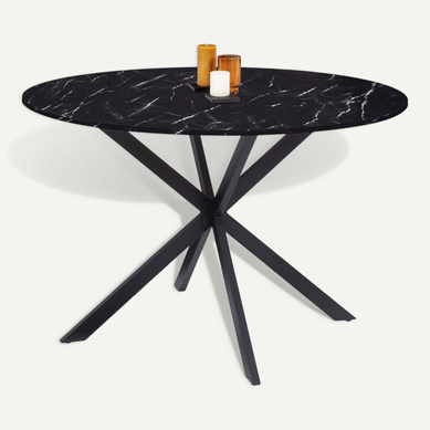 Table à Manger Ronde Alix 6 Personnes Pied Araignée Noir Et Plateau Effet Marbre Noir Alaska 110 Cm Table à Manger Ronde Alix 6 Personnes Pied Araignée Noir Et Plateau Effet Marbre Noir Alaska 110 Cm