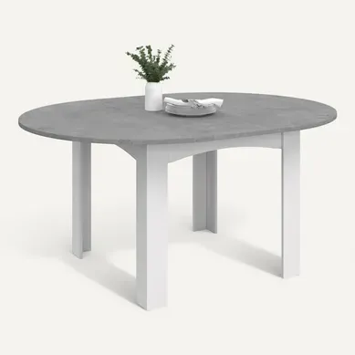 Table À Manger Extensible Ronde Dona 4-8 Personnes Blanc Plateau Effet Béton 110-150 Cm Table À Manger Extensible Ronde Dona 4-8 Personnes Blanc Plateau Effet Béton 110-150 Cm