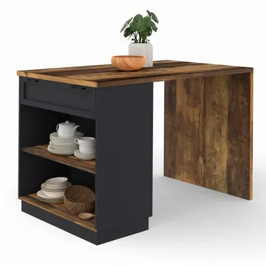 Ilot Central Mange-debout 4 Personnes Vito 130 Cm Noir Et Effet Bois Foncé Hawkins Ilot Central Mange-debout 4 Personnes Vito 130 Cm Noir Et Effet Bois Foncé Hawkins