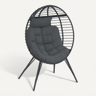 Fauteuil Oeuf Sur Pied Ajouré Gris Effet Rotin Avec Coussin Gris Fauteuil Oeuf Sur Pied Ajouré Gris Effet Rotin Avec Coussin Gris