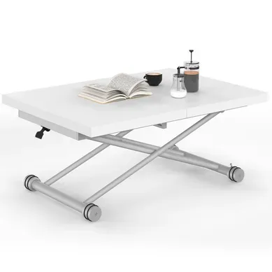 Table Basse Extensible Relevable En Table À Manger Rectangulaire Altura 100-160 Cm Plateau Blanc Pie Table Basse Extensible Relevable En Table À Manger Rectangulaire Altura 100-160 Cm Plateau Blanc Pie