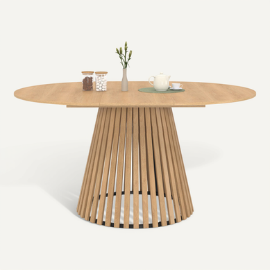 Table à Manger Extensible Ronde Carmen 4-8 Personnes Pied Bois En Lattes Et Plateau Bois 110 - 150 C Table à Manger Extensible Ronde Carmen 4-8 Personnes Pied Bois En Lattes Et Plateau Bois 110 - 150 C