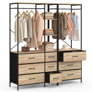 Dressing Penderie Modulable L. 150 Cm Utah XXL Avec 3 étagères Et 9 Bacs En Tissu Bois Et Noir Dressing Penderie Modulable L. 150 Cm Utah XXL Avec 3 étagères Et 9 Bacs En Tissu Bois Et Noir