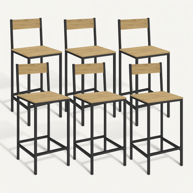 Lot De 6 Tabourets De Bar Detroit Avec Dossier Chaise De Cuisine Design Industriel