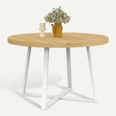 Table à Manger Fixe Ronde Selma 4-6 Personnes Bois Et Blanc 110 Cm Table à Manger Fixe Ronde Selma 4-6 Personnes Bois Et Blanc 110 Cm