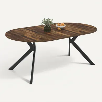 Table À Manger Extensible Ronde Alix 4-10 Personnes Pied Araignée Noir Et Plateau Bois Foncé Hawkins
