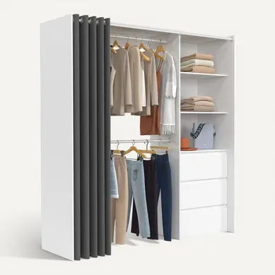 Dressing Extensible Marty 120/170 X 50 X 180 Cm Blanc Avec 3 Tiroirs + étagères + Double Penderie + Dressing Extensible Marty 120/170 X 50 X 180 Cm Blanc Avec 3 Tiroirs + étagères + Double Penderie +