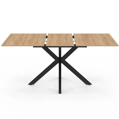 Table À Manger Extensible Rectangle Alix 4-8 Personnes Pied Araignée Bois Et Noir 120 - 160 Cm