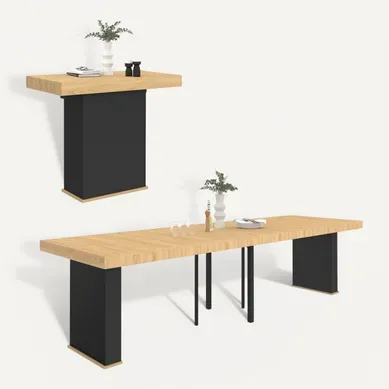 Table Console Extensible Eden 14 Personnes 300 Cm Bois Et Noir Table Console Extensible Eden 14 Personnes 300 Cm Bois Et Noir
