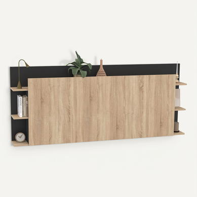 Tête De Lit Sur Pied Ciri Pour Lit 140 Et 160 Cm Avec Rangements Bois Et Noir Tête De Lit Sur Pied Ciri Pour Lit 140 Et 160 Cm Avec Rangements Bois Et Noir