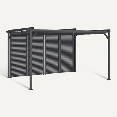 Pergola édition Collector Persienne Toit Rétractable 3x4m 4 Pans Modulables Gris Anthracite