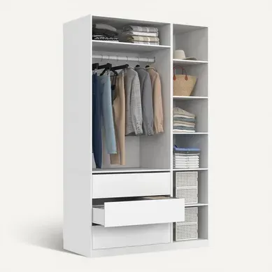 Dressing Modulable Taylor 120 X 55 X 200 Cm 2 Modules Avec Penderie + étagères + Tiroirs Blanc Dressing Modulable Taylor 120 X 55 X 200 Cm 2 Modules Avec Penderie + étagères + Tiroirs Blanc