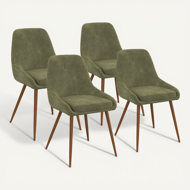 Lot De 4 Chaises Thalya En Tissu Chenille Vert Et Pieds Effet Noyer Avec Accoudoirs Lot De 4 Chaises Thalya En Tissu Chenille Vert Et Pieds Effet Noyer Avec Accoudoirs