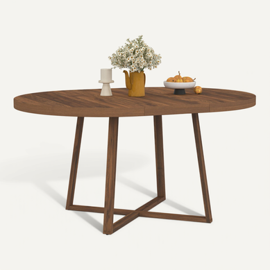 Table à Manger Extensible Ronde Selma 4-8 Personnes Noyer 110-150 Cm Table à Manger Extensible Ronde Selma 4-8 Personnes Noyer 110-150 Cm