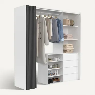 Dressing Extensible XXL Marty 120/170 X 50 X 180 Cm Blanc Avec 4 Tiroirs + étagères + Penderie + Rid Dressing Extensible XXL Marty 120/170 X 50 X 180 Cm Blanc Avec 4 Tiroirs + étagères + Penderie + Rid