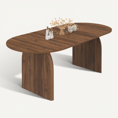 Table à Manger Extensible Japandi Ovale Edith 6-10 Personnes Effet Noyer 160 - 200 Cm Table à Manger Extensible Japandi Ovale Edith 6-10 Personnes Effet Noyer 160 - 200 Cm