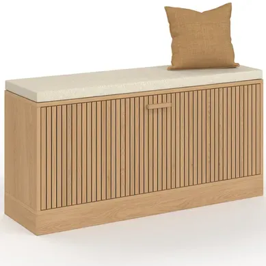Banc D'entrée Chaussures Juliette Lattes Tasseau Bois Coloris Chêne Banc D'entrée Chaussures Juliette Lattes Tasseau Bois Coloris Chêne