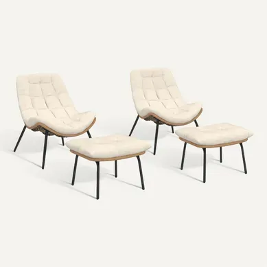 Lot De 2 Fauteuils De Jardin Relax Loa Effet Rotin Avec Coussins écrus Et Repose-pieds Lot De 2 Fauteuils De Jardin Relax Loa Effet Rotin Avec Coussins écrus Et Repose-pieds