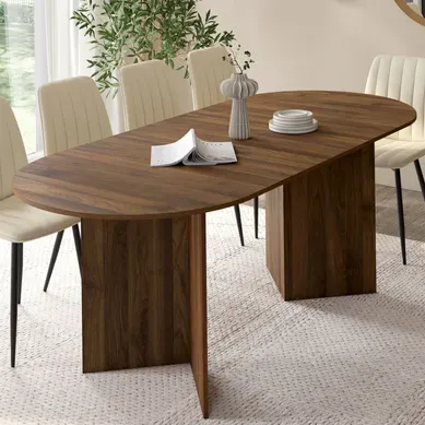Table À Manger Extensible Ovale Marthe 6 -10 Personnes Noyer 160-200 Cm Table À Manger Extensible Ovale Marthe 6 -10 Personnes Noyer 160-200 Cm