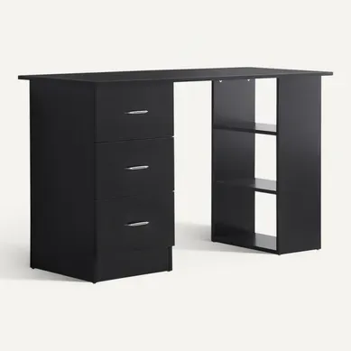 Bureau Informatique 3 Tiroirs 2 étagères Aspect Bois Noir Bureau Informatique 3 Tiroirs 2 étagères Aspect Bois Noir