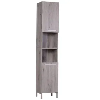 Meuble Colonne Rangement Salle De Bain 2 Placards Avec étagère + 2 Niches Gris Meuble Colonne Rangement Salle De Bain 2 Placards Avec étagère + 2 Niches Gris