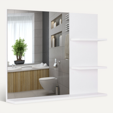 Miroir De Salle De Bain Avec 3 étagères Intégrées Blanc Miroir De Salle De Bain Avec 3 étagères Intégrées Blanc