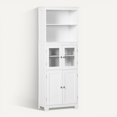Armoire De Cuisine 4 Portes Avec étagères 2 Niches Mdf