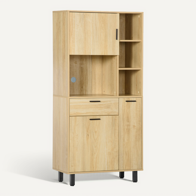 Armoire De Cuisine 3 Portes, 4 Niches, Tiroir Aspect Bois Clair Armoire De Cuisine 3 Portes, 4 Niches, Tiroir Aspect Bois Clair