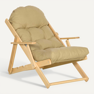 Fauteuil De Jardin Pliable Bois Avec Coussin Capitonné Beige Fauteuil De Jardin Pliable Bois Avec Coussin Capitonné Beige