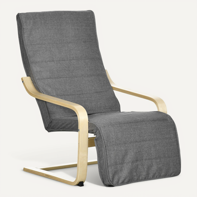 Fauteuil Style Nordique Repose-pied Réglable Bois Tissu Fauteuil Style Nordique Repose-pied Réglable Bois Tissu