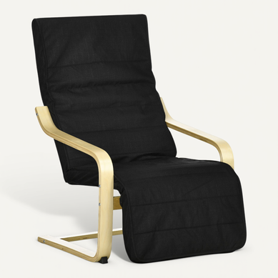 Fauteuil Style Nordique Repose-pied Réglable Bois Tissu Fauteuil Style Nordique Repose-pied Réglable Bois Tissu