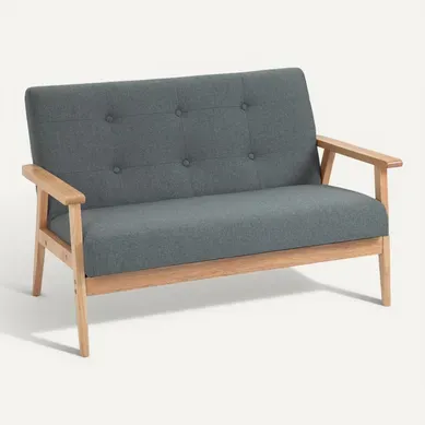 Canapé 2 Places Style Scandinave Bois Tissu