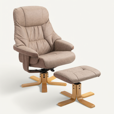 Fauteuil Relax Inclinable Style Contemporain Avec Repose-pied Taupe Clair Fauteuil Relax Inclinable Style Contemporain Avec Repose-pied Taupe Clair