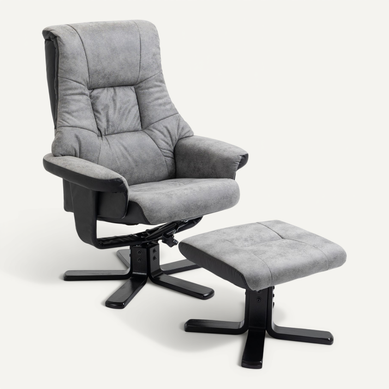 Fauteuil Relax Inclinable Style Contemporain Avec Repose-pied Gris Fauteuil Relax Inclinable Style Contemporain Avec Repose-pied Gris