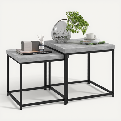 Lot De 2 Tables Basses Gigognes Carrées Encastrables