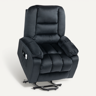 Fauteuil De Massage Releveur Chauffant - 2 Télécommandes - Velours Noir Fauteuil De Massage Releveur Chauffant - 2 Télécommandes - Velours Noir