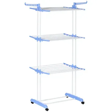 Sechoir À Linge étendoir Pliable 3 Niveaux 2 Ailes Latérales À Cintres Acier Blanc Pp Sechoir À Linge étendoir Pliable 3 Niveaux 2 Ailes Latérales À Cintres Acier Blanc Pp