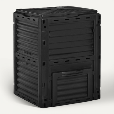 Composteur De Jardin 300l - Grande Porte Et Couvercle - Pp Noir Composteur De Jardin 300l - Grande Porte Et Couvercle - Pp Noir