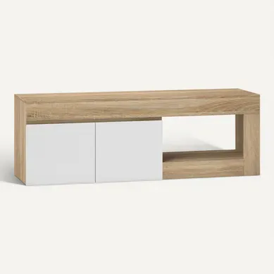 Meuble TV Style Moderne Bicolore 2 Portes Niche 140 X 40 X 48 Cm Meuble TV Style Moderne Bicolore 2 Portes Niche 140 X 40 X 48 Cm