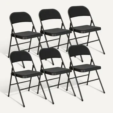 Lot De 6 Chaises Pliantes Assise Dossier Rembourrés Acier Tissu Lot De 6 Chaises Pliantes Assise Dossier Rembourrés Acier Tissu