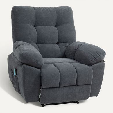 Fauteuil De Massage Relaxation Inclinable Chauffant Tissu Gris Fauteuil De Massage Relaxation Inclinable Chauffant Tissu Gris