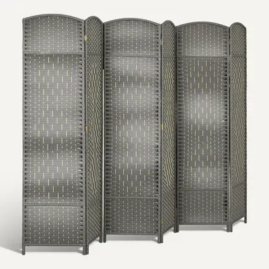 Paravent Intérieur 3 Panneaux Pliables En Bois Style Bohème Tissé Gris Paravent Intérieur 3 Panneaux Pliables En Bois Style Bohème Tissé Gris