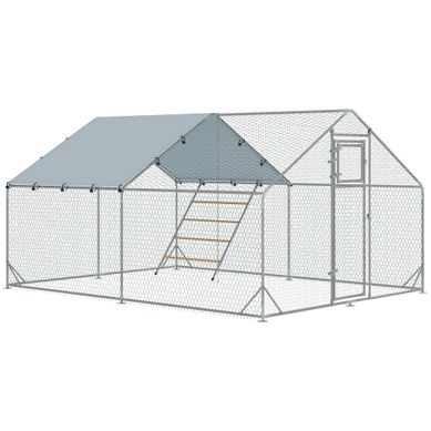 Enclos Poulailler 12 M² Espace Couvert - Portes, Accessoires - 4 X 3 X 1,95 M - Acier Gris Enclos Poulailler 12 M² Espace Couvert - Portes, Accessoires - 4 X 3 X 1,95 M - Acier Gris