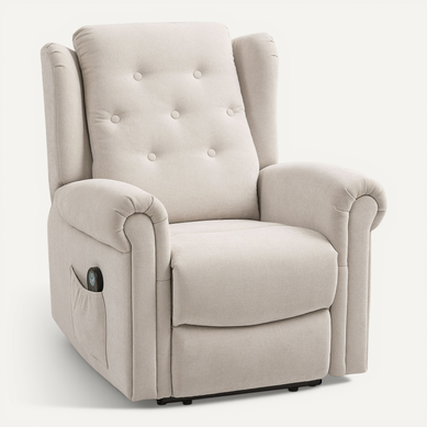 Fauteuil Massant Chauffant Inclinable Repose-pieds Intégré Tissu Toucher Lin Beige Fauteuil Massant Chauffant Inclinable Repose-pieds Intégré Tissu Toucher Lin Beige