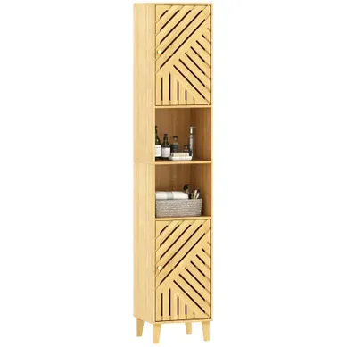 Colonne Salle De Bain Style Cosy Bois Bambou 2 Portes 2 étagères 2 Niches Colonne Salle De Bain Style Cosy Bois Bambou 2 Portes 2 étagères 2 Niches