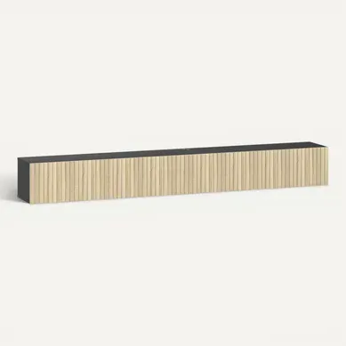 Meuble TV Suspendu Design Façade Effet Bois Cannelé 2 Portes Meuble TV Suspendu Design Façade Effet Bois Cannelé 2 Portes